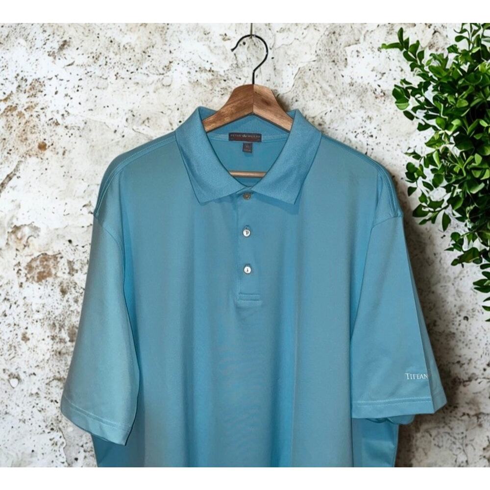 Peter Millar Tiffany & Co Summer Comfort Polo Shirt XL Blue Golf Logo Rare - Picture 5 of 13